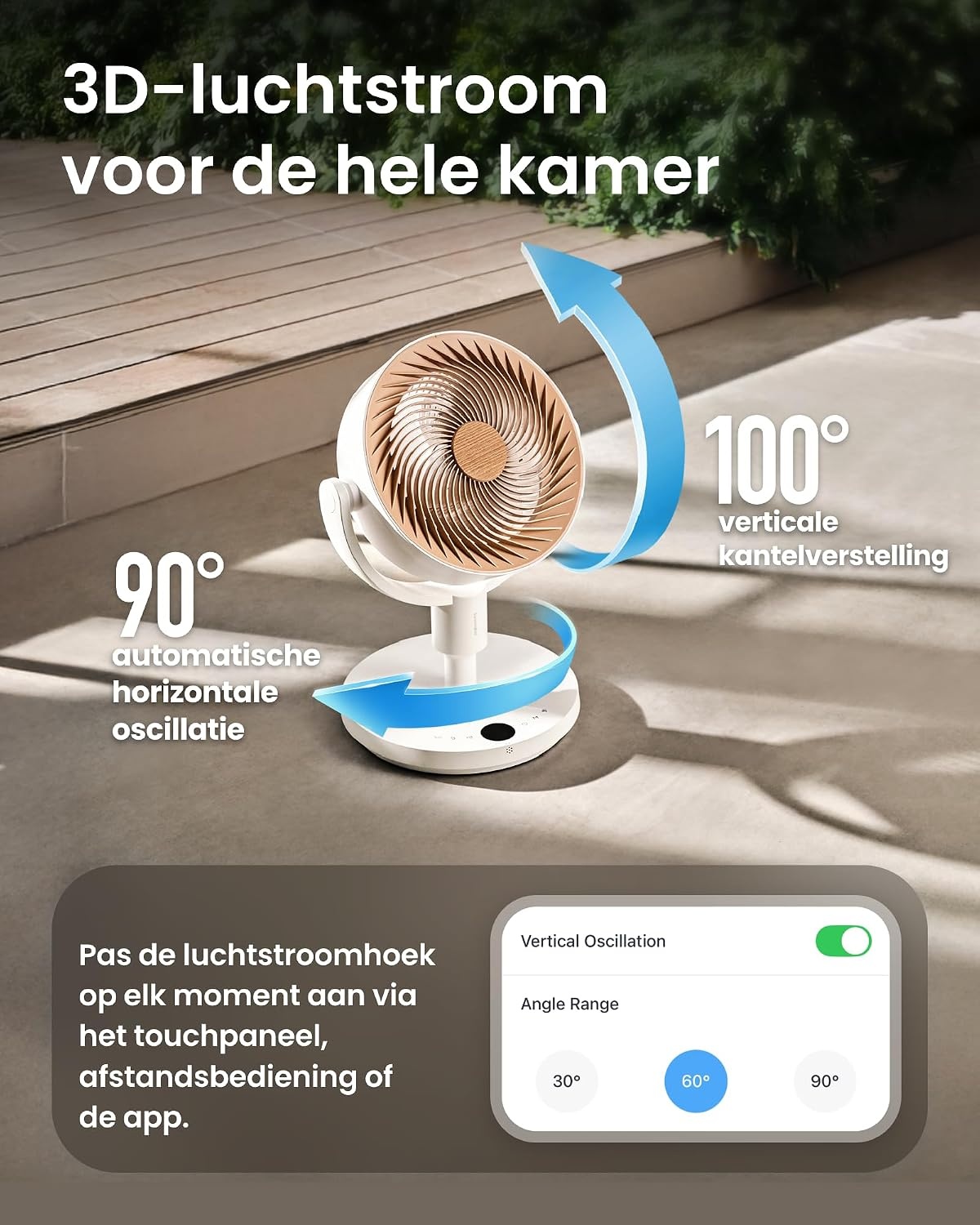 SwitchBot Slimme Vloerventilator met RGB-verlichting, Wit, in hoogte verstelbaar