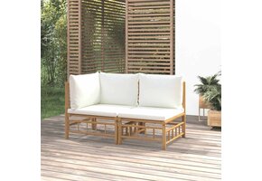 Bamboe Loungeset 2-delig met Kussens Crèmewit - 35% Korting