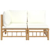 vidaXL 2-delige Loungeset met kussens bamboe crèmewit