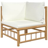 vidaXL 2-delige Loungeset met kussens bamboe crèmewit