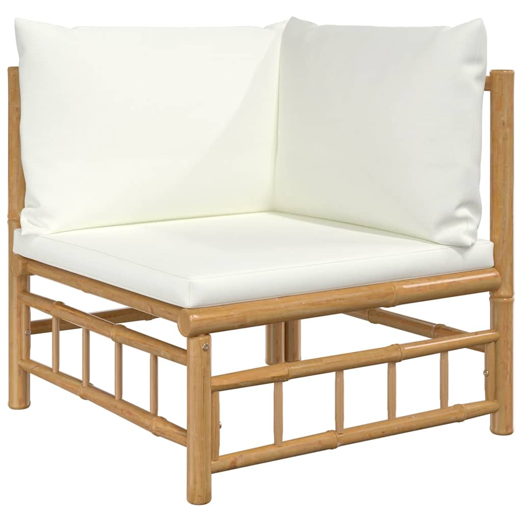 vidaXL 2-delige Loungeset met kussens bamboe crèmewit