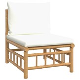 vidaXL 2-delige Loungeset met kussens bamboe crèmewit