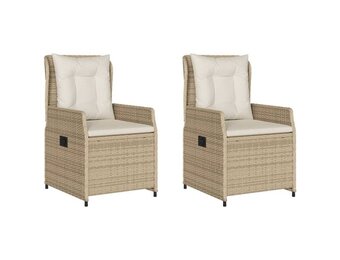 vidaXL Tuinstoelen 2 st verstelbaar poly rattan beige