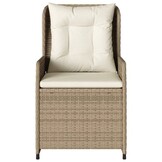 vidaXL Tuinstoelen 2 st verstelbaar poly rattan beige