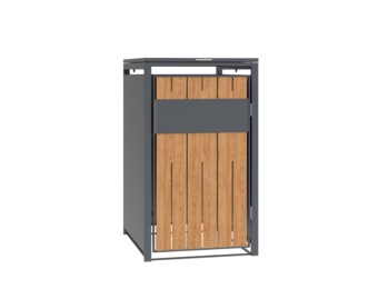 Container ombouw voor 1 container - staal - houtlook antraciet