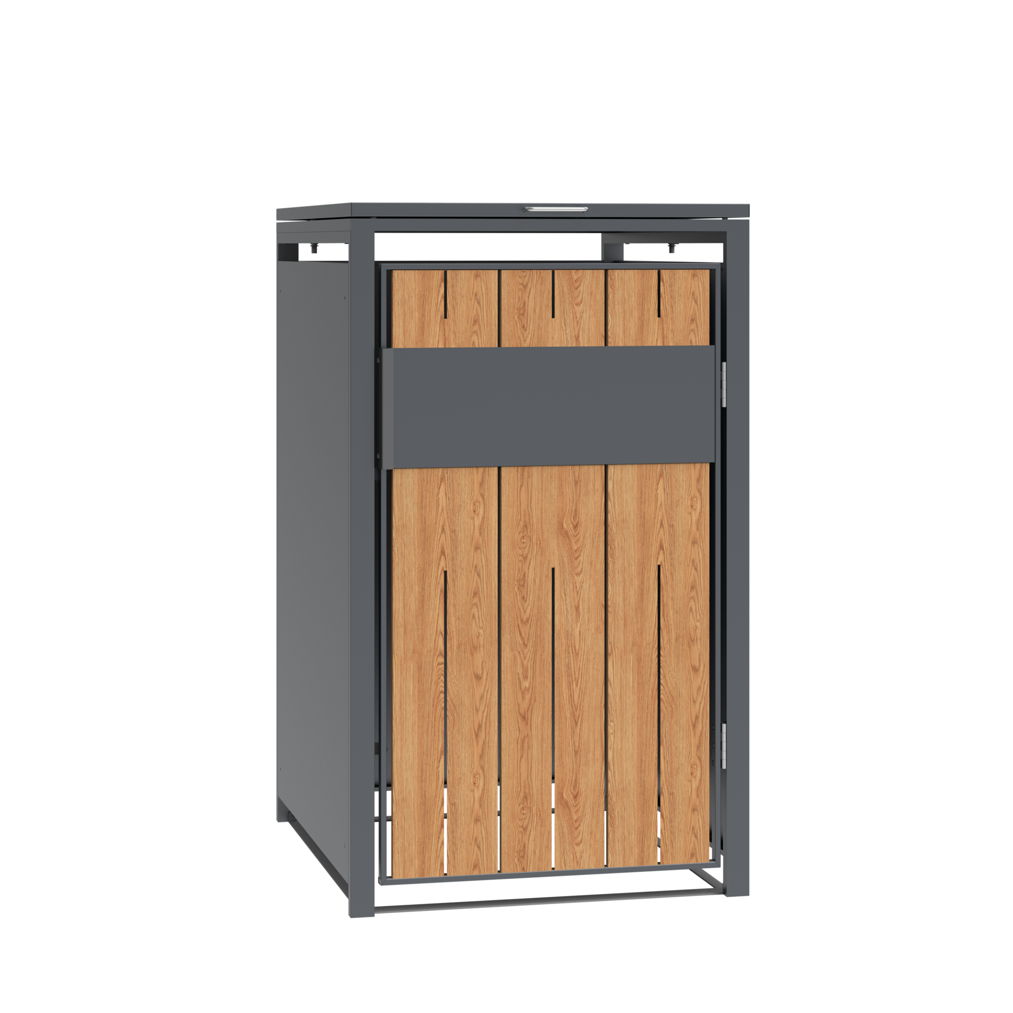 Container ombouw voor 1 container - staal - houtlook antraciet