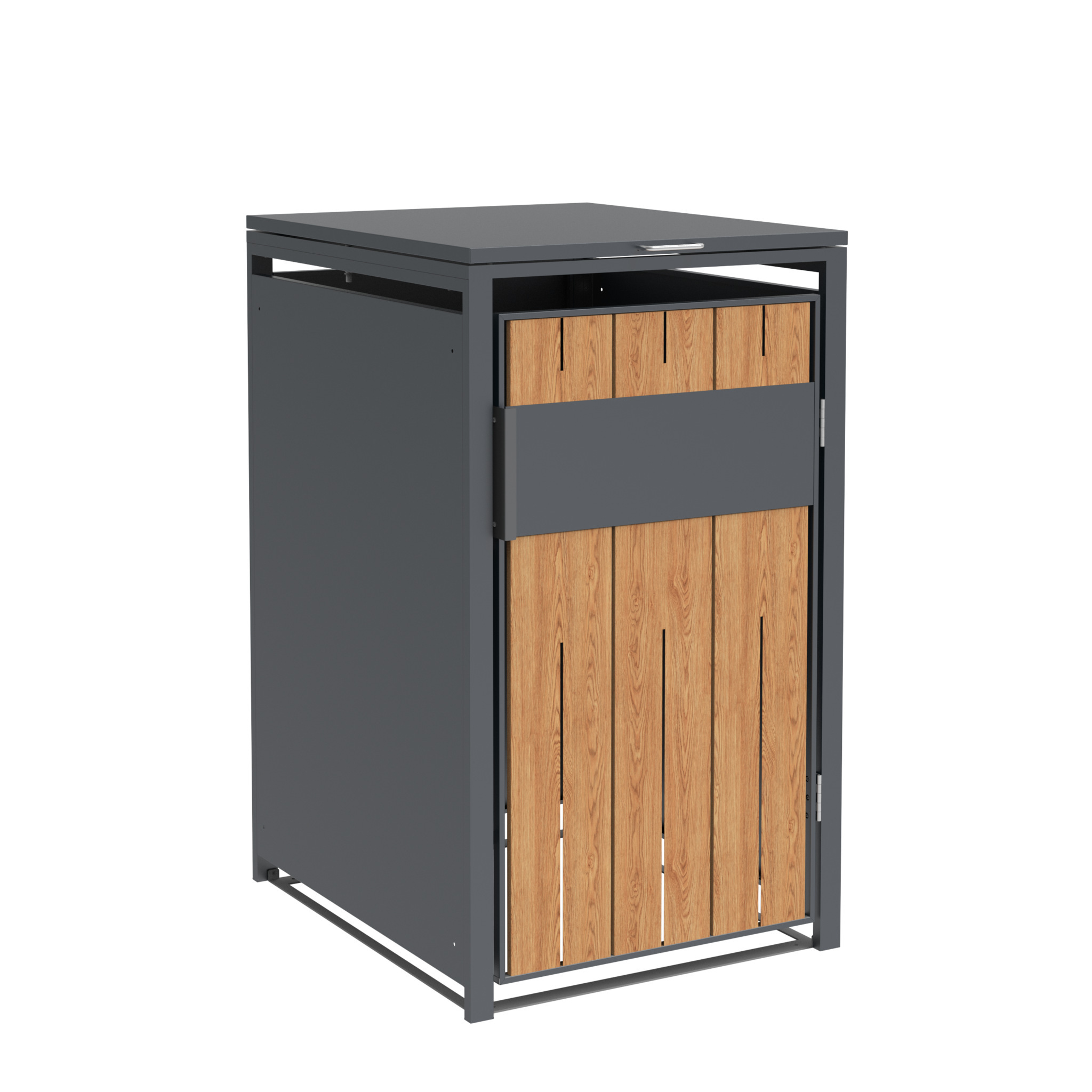 Container ombouw voor 1 container - staal - houtlook antraciet