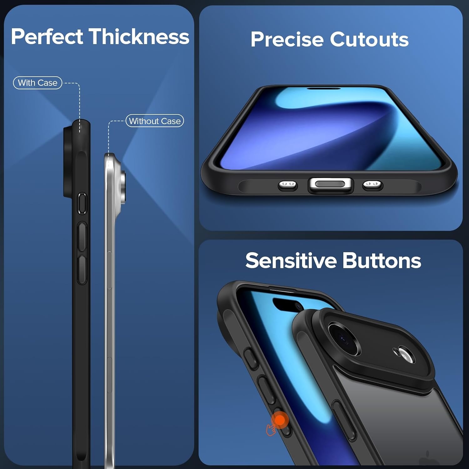 iPhone Hoesje Schokbestendig voor iPhone 6,5 inch | Zwart | 2x Screenprotector | Ultra-dun Polycarbonaat met Airbags