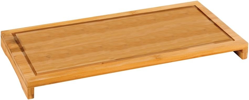 Kesper - 1 stuk snij- en afdekplaat – bamboehout – 54 x 28 x 4 cm – grote en robuuste fornuisafdekking met sapgoot – ook ideaal als snijmat of serveerplank