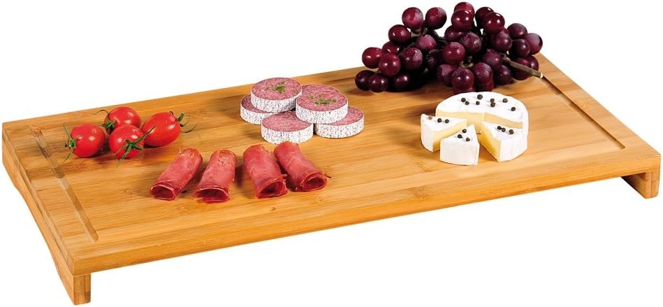 Kesper - 1 stuk snij- en afdekplaat – bamboehout – 54 x 28 x 4 cm – grote en robuuste fornuisafdekking met sapgoot – ook ideaal als snijmat of serveerplank