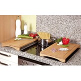 Kesper - 1 stuk snij- en afdekplaat – bamboehout – 54 x 28 x 4 cm – grote en robuuste fornuisafdekking met sapgoot – ook ideaal als snijmat of serveerplank