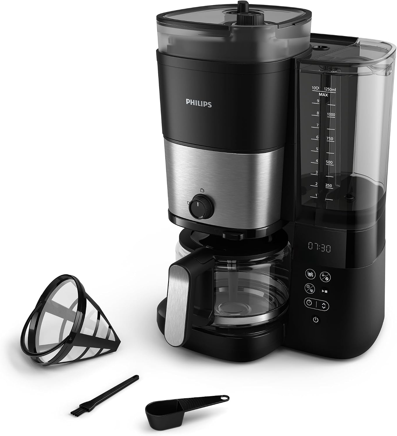 Philips All-in-1 Filterkoffiezetapparaat HD7900/50 met bonenmaler - 1.25 liter - Zwart/Zilver
