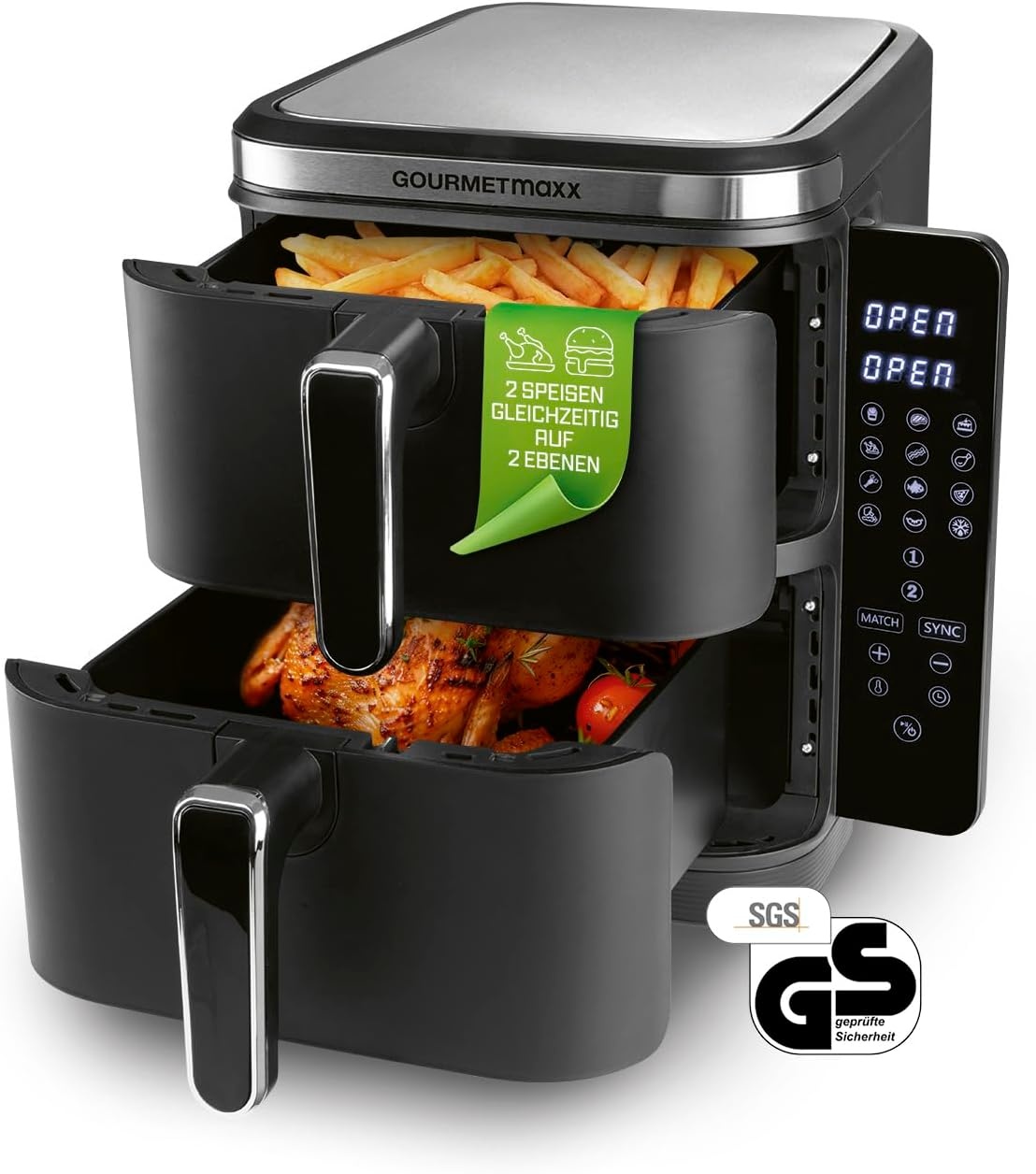 GOURMETmaxx FryUp Verticale Heteluchtfriteuse 10 Liter - Zwart