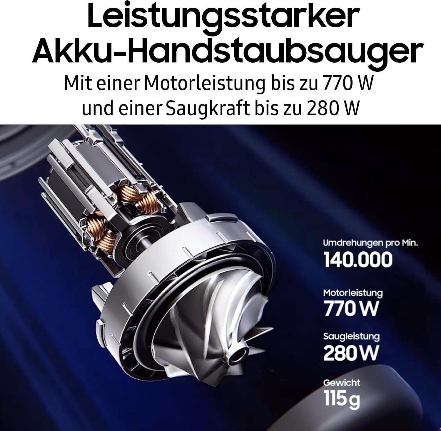Samsung Bespoke AI Jet PetPRO Steelstofzuiger - 280 W - Pebble Gray