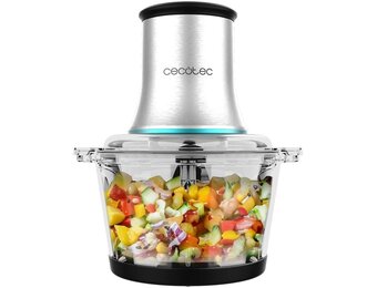 Cecotec Hakmolen ChopBeat 2000 Vindaloo Glass, 500W Vermogen, Hakt, Snijdt en Maalt, Roestvrijstalen Mes met 4 Bladen, 2 Snelheden, Glazen Kom van 500g