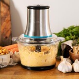 Cecotec Hakmolen ChopBeat 2000 Vindaloo Glass, 500W Vermogen, Hakt, Snijdt en Maalt, Roestvrijstalen Mes met 4 Bladen, 2 Snelheden, Glazen Kom van 500g