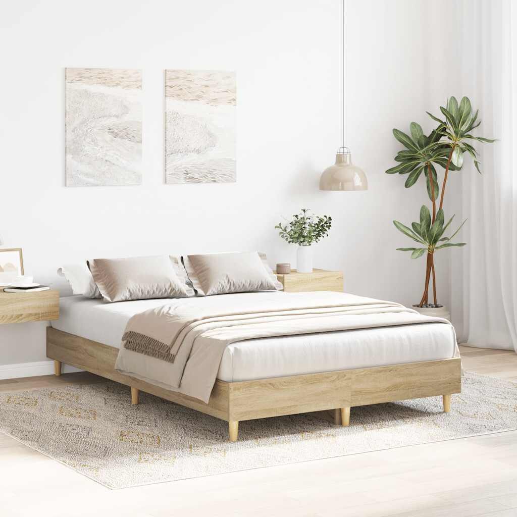 vidaXL Bedframe zonder matras 120x200cm spaanplaat sonoma eikenkleurig