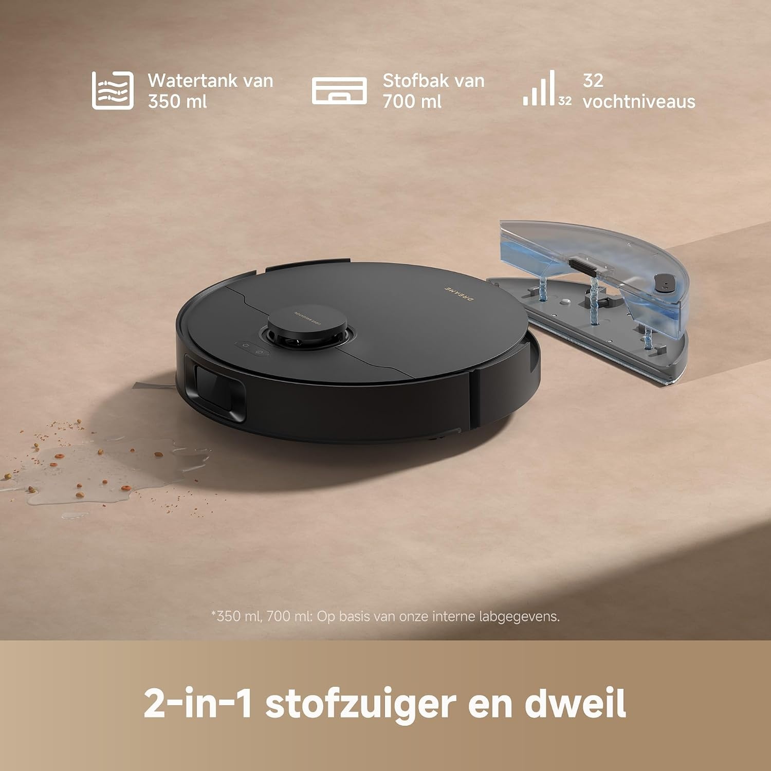 DREAME D20 robotstofzuiger, 13.000 Pa, DuoBrush voor dierenhaar