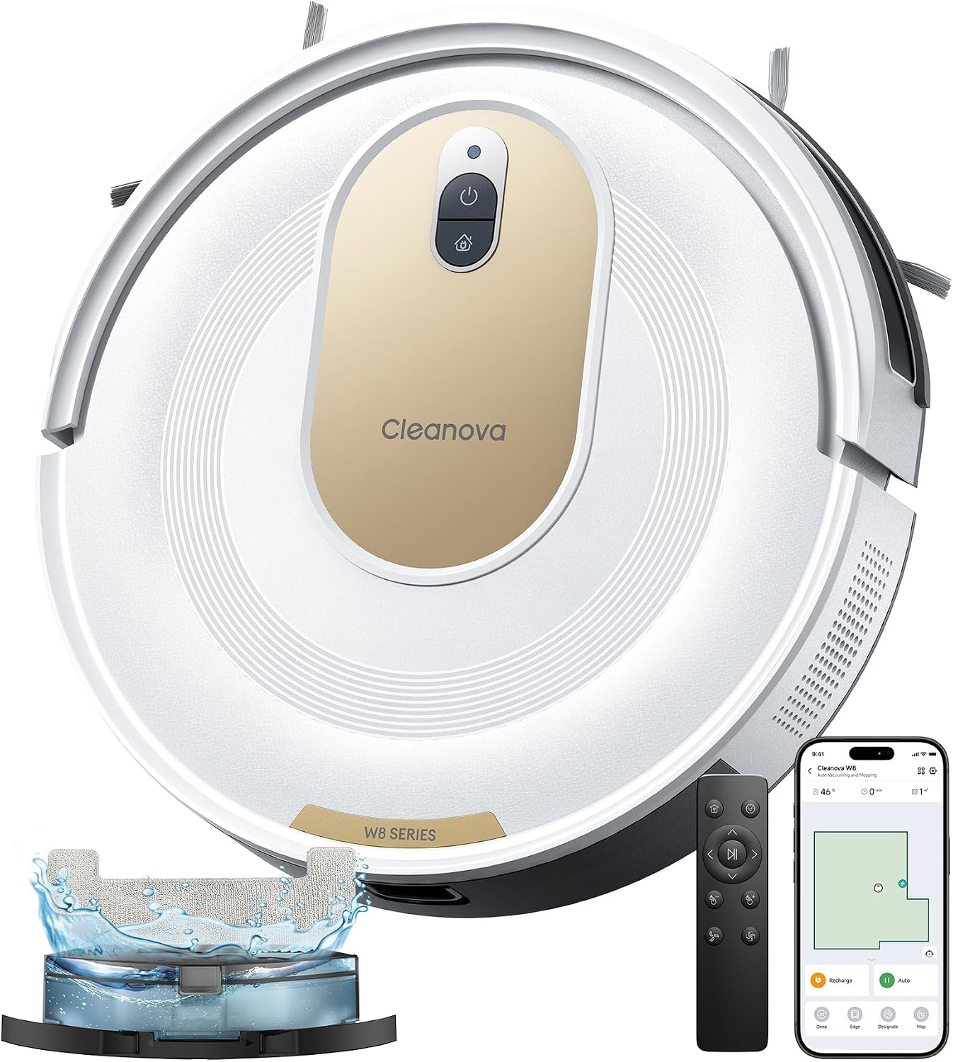 Vexilar Cleanova W8 Saugroboter - Witte Robotstofzuiger met Wischfunctie - 5000 Pa