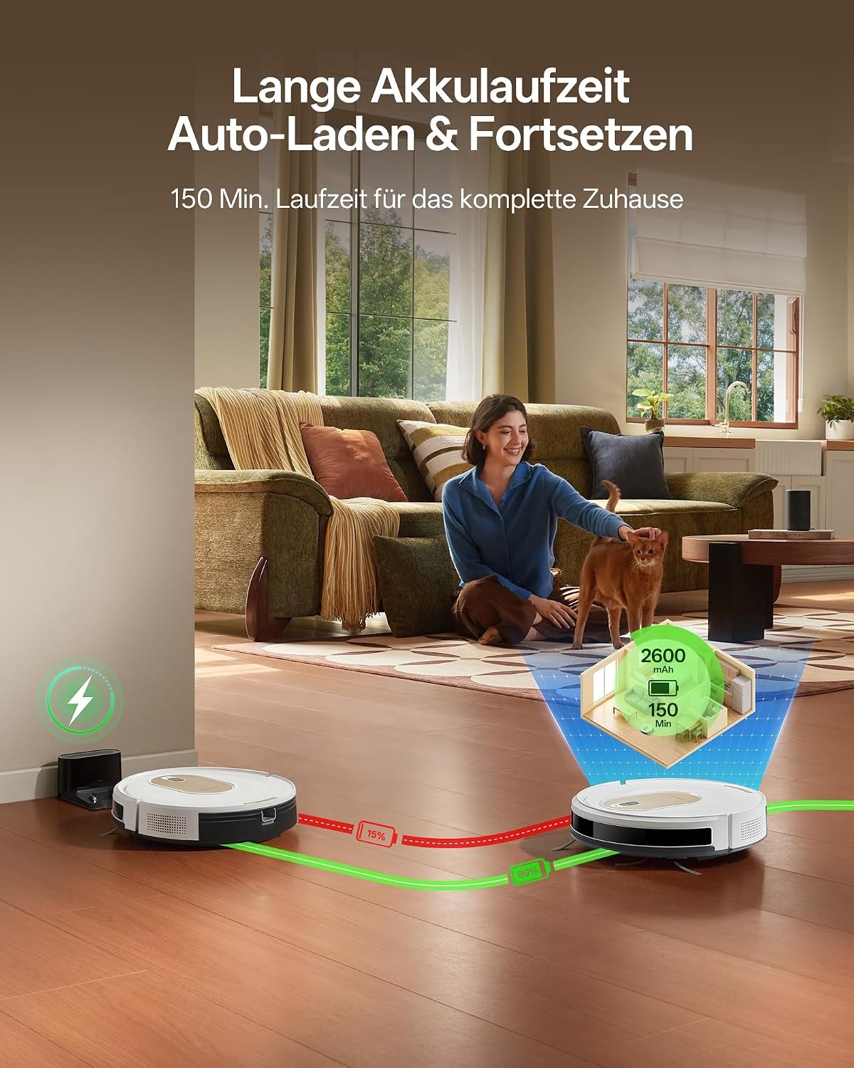 Vexilar Cleanova W8 Saugroboter - Witte Robotstofzuiger met Wischfunctie - 5000 Pa