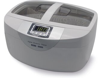 Perel Ultrasoon reiniger 2.6 L, ultrasonic cleaner 35 kHz, sieradenreiniger voor brillen horloges gebit munten sleutels, rvs tank, digitale timer, krasvrij, wit