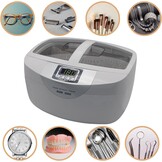 Perel Ultrasoon reiniger 2.6 L, ultrasonic cleaner 35 kHz, sieradenreiniger voor brillen horloges gebit munten sleutels, rvs tank, digitale timer, krasvrij, wit