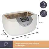 Perel Ultrasoon reiniger 2.6 L, ultrasonic cleaner 35 kHz, sieradenreiniger voor brillen horloges gebit munten sleutels, rvs tank, digitale timer, krasvrij, wit