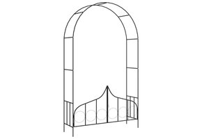 Tuinboog met Hek 138cm Breed - IJzer Zwart (53% Korting)