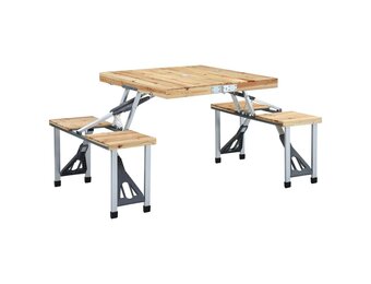 vidaXL Campingtafel inklapbaar met 4 zitjes staal en aluminium