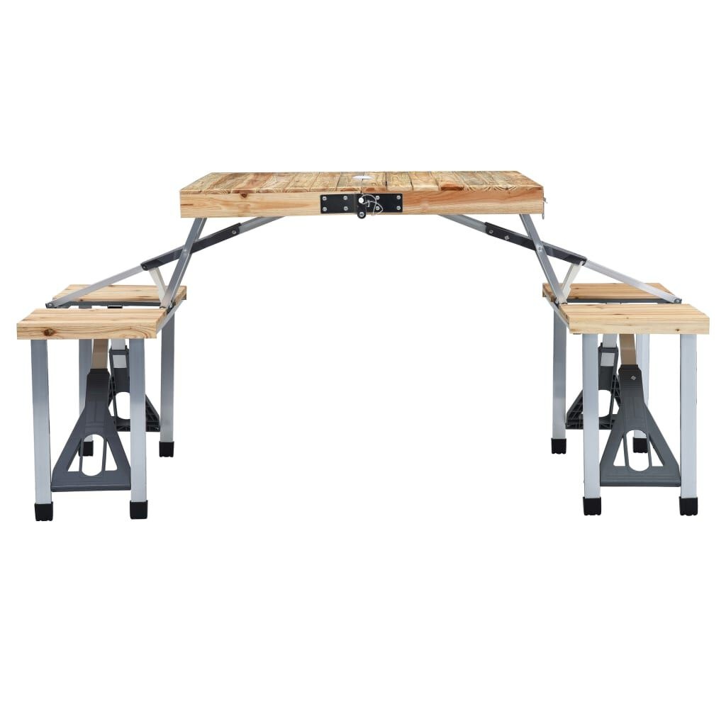 vidaXL Campingtafel inklapbaar met 4 zitjes staal en aluminium