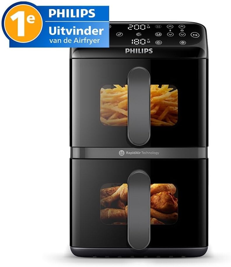 Philips Dubbele Airfryer 4000 10L - 2 maaltijden met RapidAir
