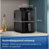 Philips Dubbele Airfryer 4000 10L - 2 maaltijden met RapidAir