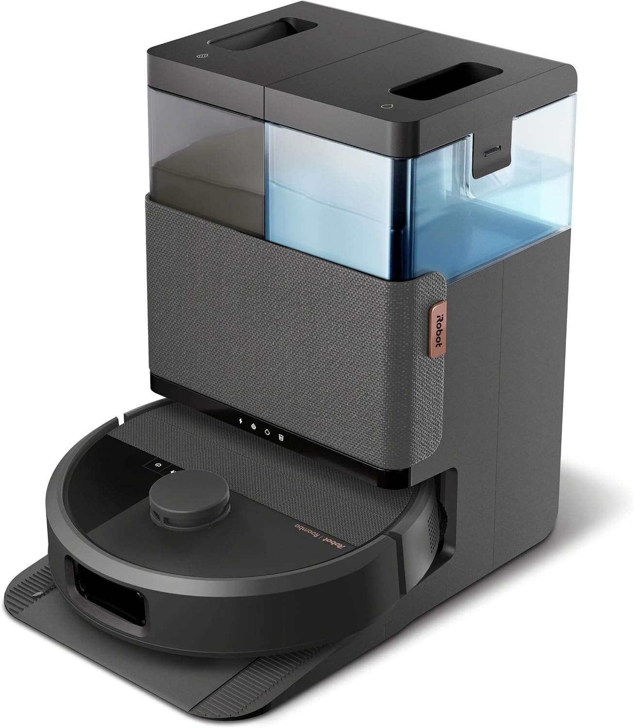 iRobot Roomba® Plus 505 Combo + AutoWash Dock Robotstofzuiger met Dweilfunctie - Multifunctioneel Dock - DualClean Dweilpads met PerfectEdge - Verwarmd Pad Drogen - ClearView Pro LiDAR - Zwart (N1850)