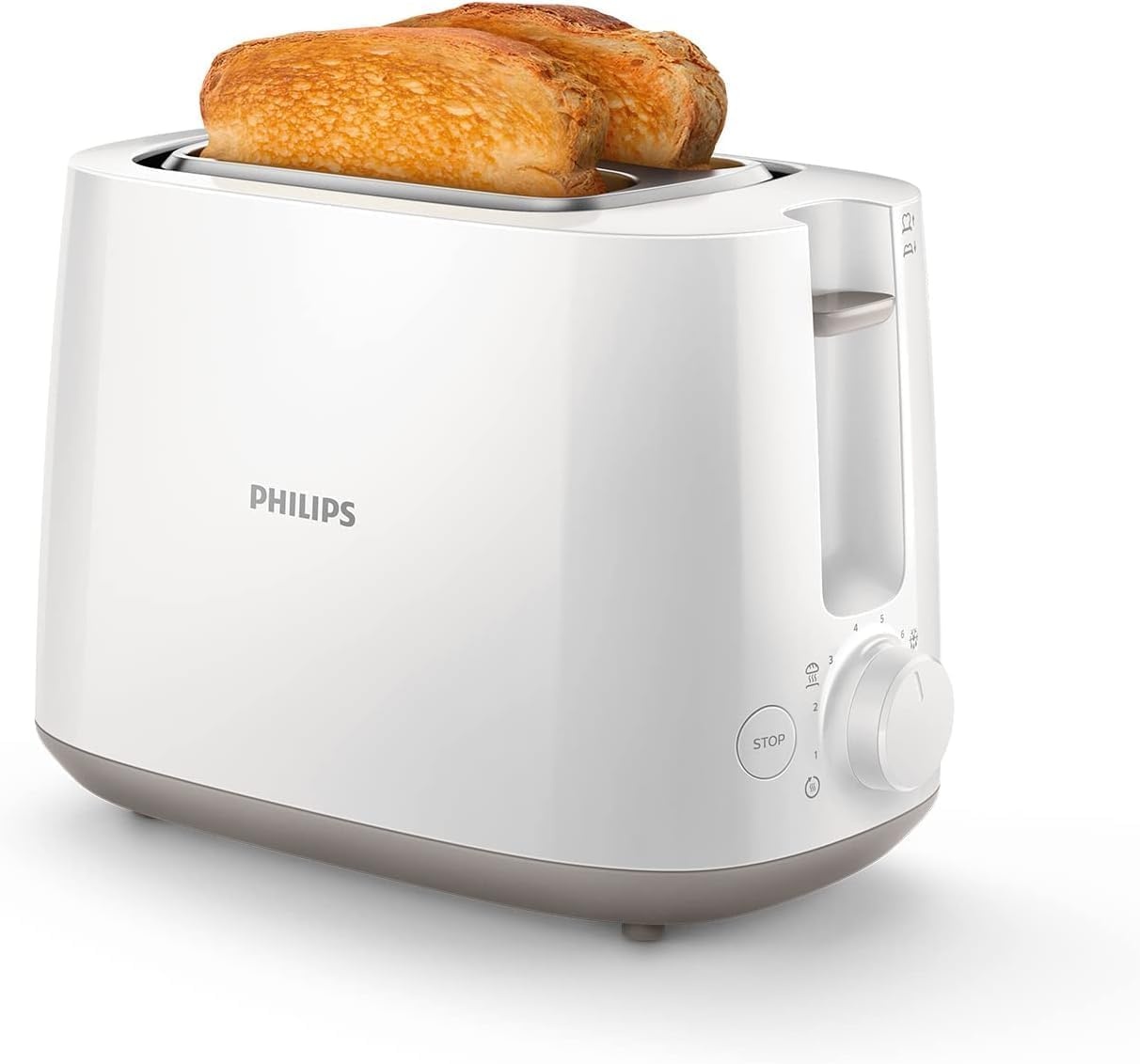 Philips Broodrooster Daily Collection - 8 Bruiningsstanden - 2 variabele sleuven - Geintegreerde opzethouder - Ondooifunctie - Uitneembare kruimellade - Automatische uitschakeling - HD2581/00