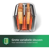 Philips Broodrooster Daily Collection - 8 Bruiningsstanden - 2 variabele sleuven - Geintegreerde opzethouder - Ondooifunctie - Uitneembare kruimellade - Automatische uitschakeling - HD2581/00