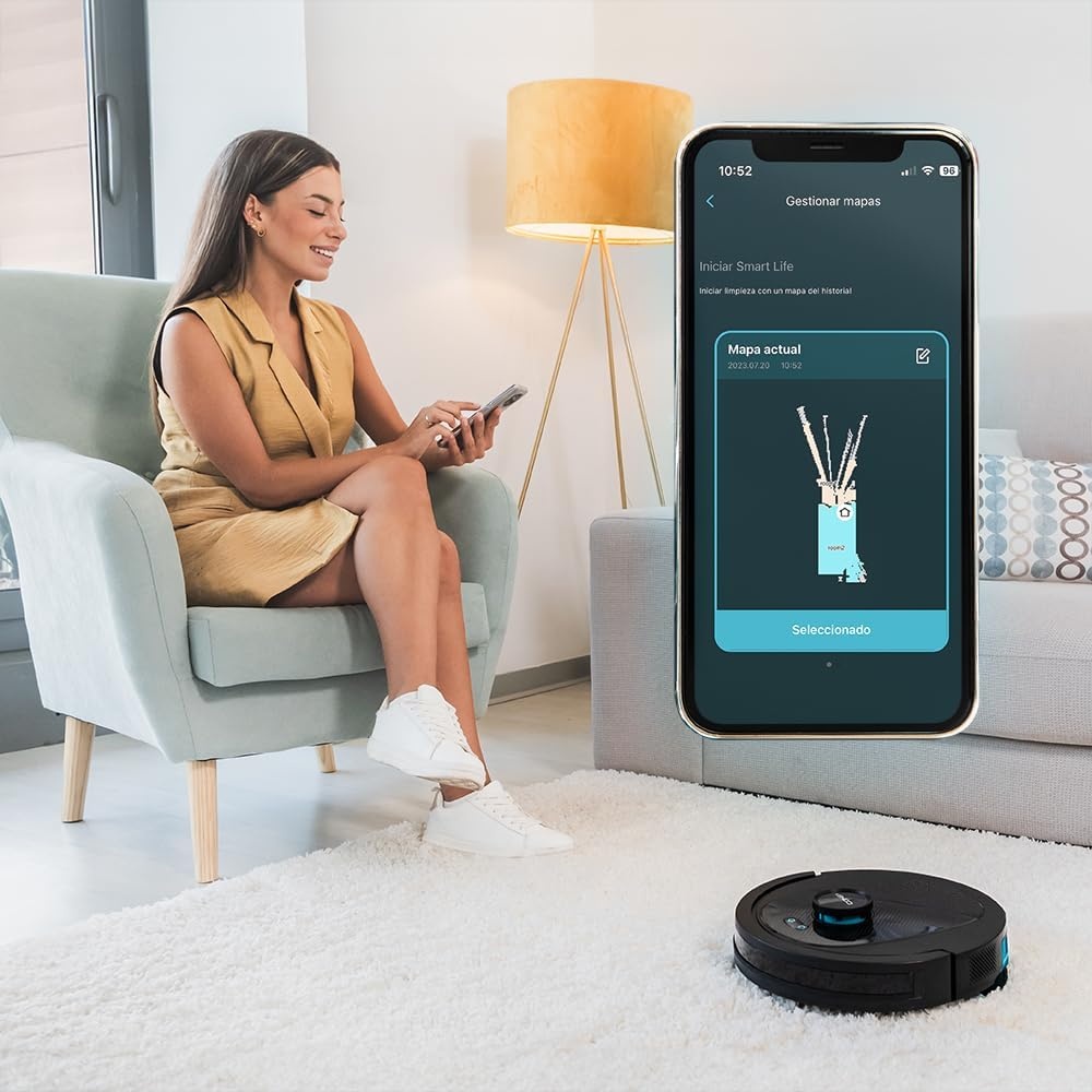 Cecotec Conga 8490 Ultimate Ultra Power Robotstofzuiger, lasernavigatie, 4-in-1 app, vegen, zuigen, wassen en vegen, 7000 Pa, tot 170 minuten looptijd, centrale borstel van siliconen