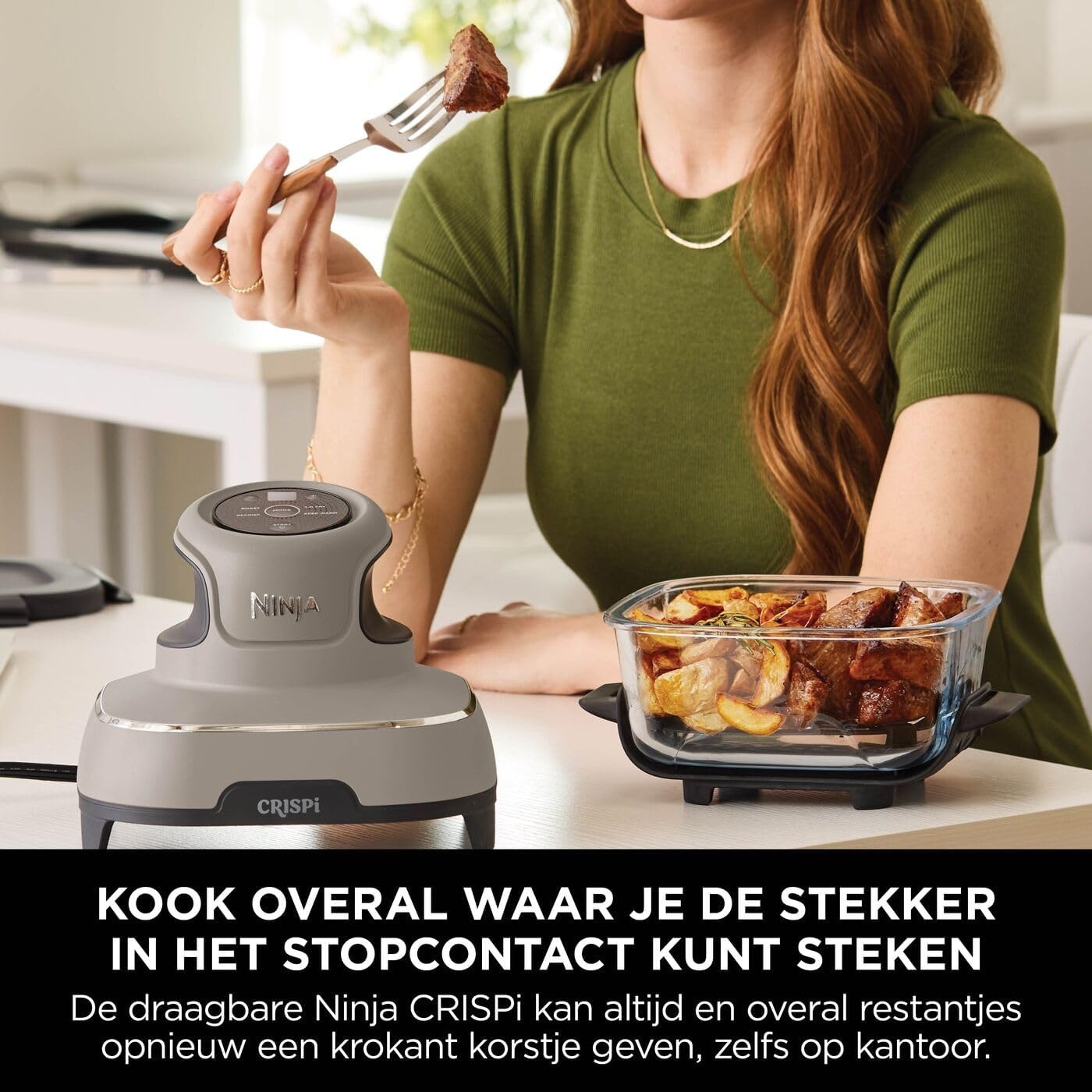 Ninja CRISPi Draagbare Airfryer, 3,8 L, 4-in-1: Airfry, Braden, Warmhouden