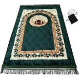 Islamika Luxe Gebedskleed met Gebedskralen - 110 x 70 cm - Zwart