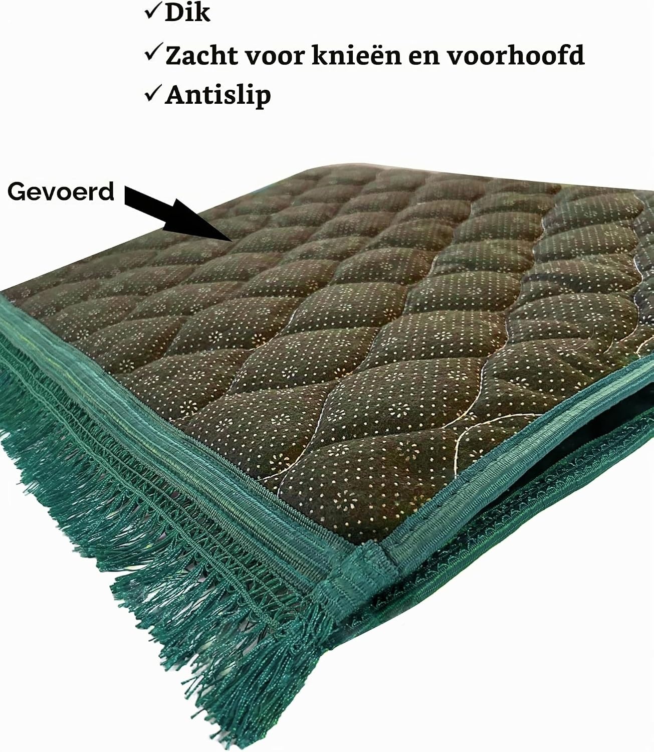 Islamika Luxe Gebedskleed met Gebedskralen - 110 x 70 cm - Zwart