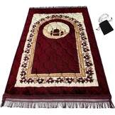 Islamika Luxe Gebedskleed met Gebedskralen - 110 x 70 cm - Zwart