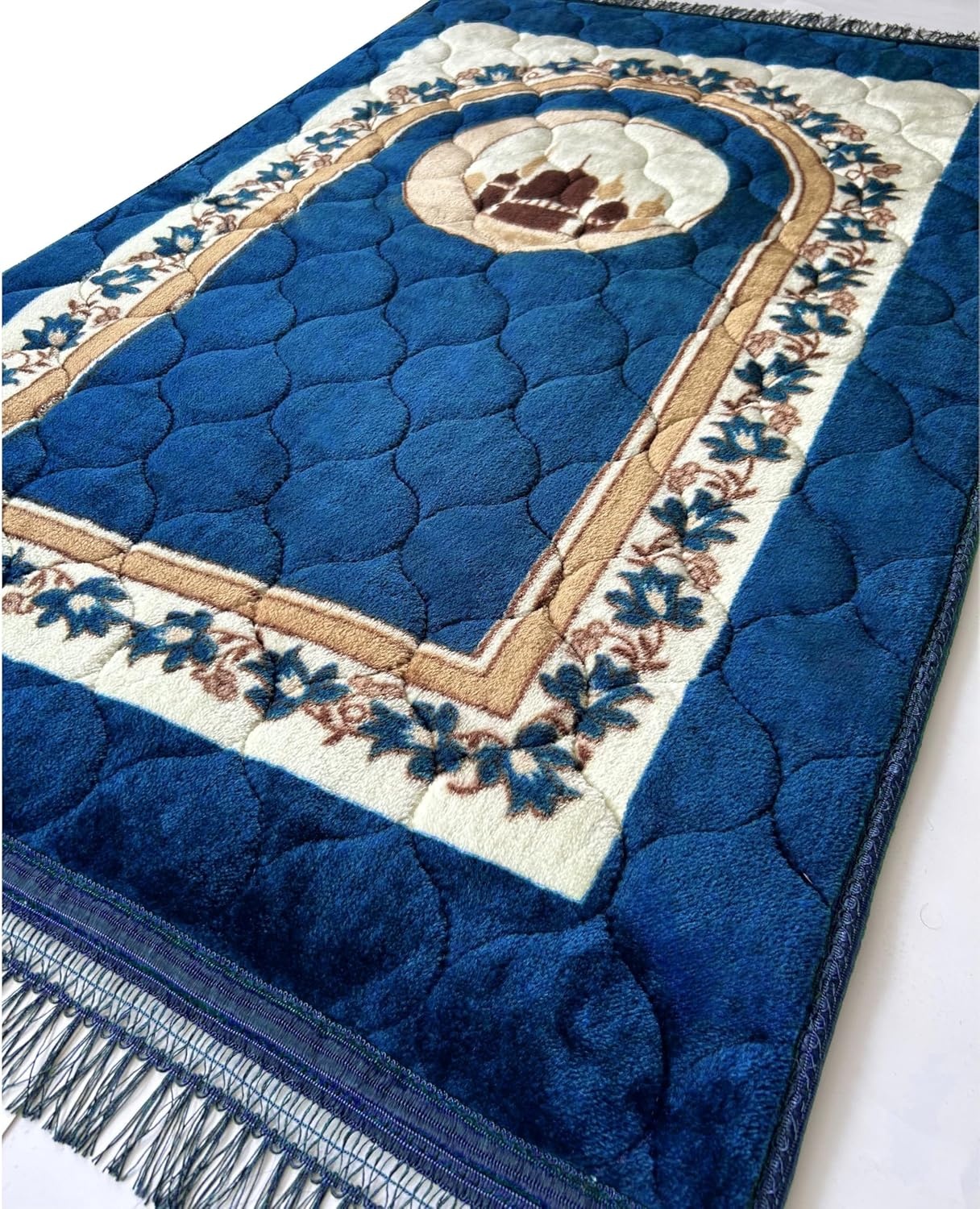 Islamika Luxe Gebedskleed met Gebedskralen - 110 x 70 cm - Zwart