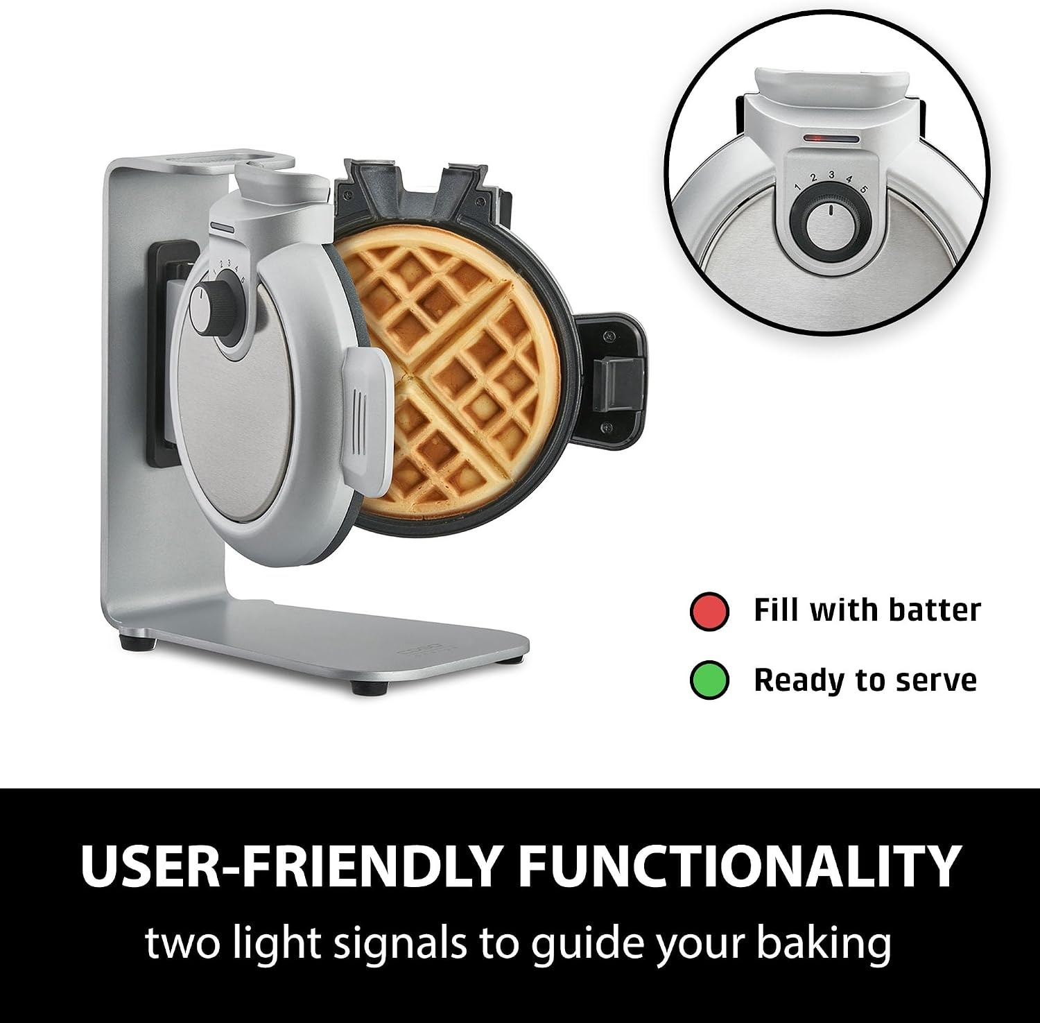 CASO WaffleUp Verticaal Wafelijzer - Wit - Voor Belgische wafels 18 cm