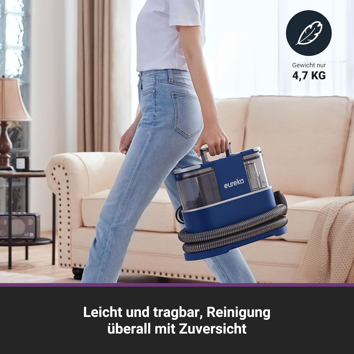 Eureka NEY100 Waschsauger - Blauw - 1,5L Wassertank - 12500Pa - Voor tapijt en bekleding