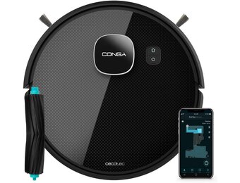 Cecotec Conga Eternal Laser Vital Robotstofzuiger en wastafel, 110 minuten looptijd, 2200 Pa, 3 standen, multifunctionele borstel, 10 modi, app, virtuele assistent Alexa - Maat Eternal Pet