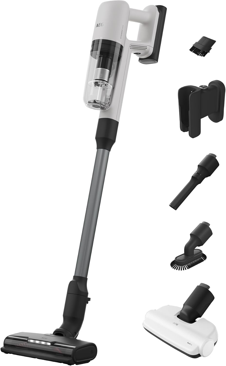 AEG Draadloze Stofzuiger, AP71HB14SH, Hygienic 7000, Vloermondstuk met LED-voorlicht, Aluminium zuigleiding, Wandhouder met oplaadfunctie, Digitaal display, 80 dB, Shellwit