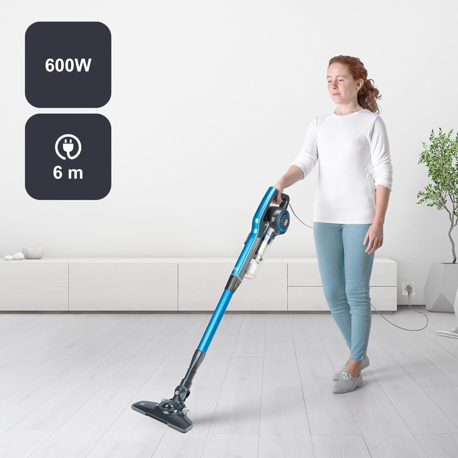 BLACK+DECKER 3-in-1 Steelstofzuiger - 600W - Blauw - Zakloos