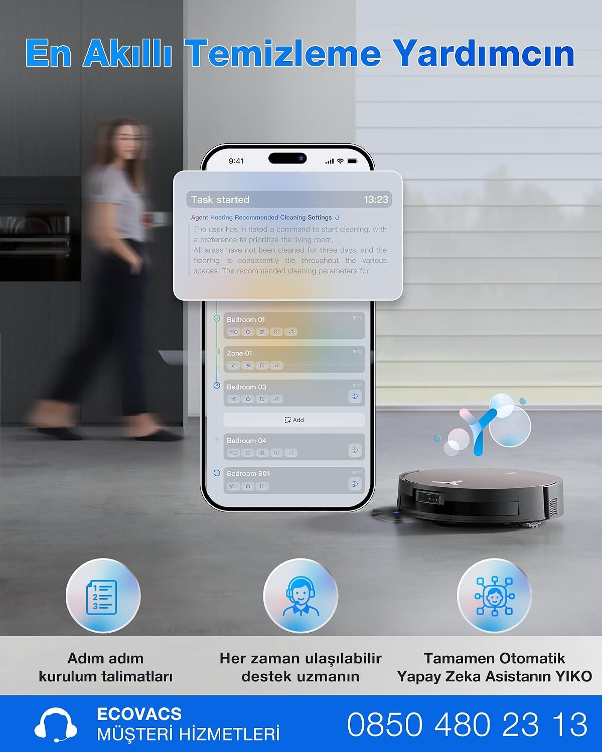 ECOVACS X11 OMNICYCLONE Robotstofzuiger met dweilfunctie – 19500 Pa – Zwart