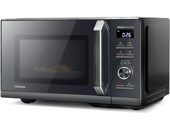 Toshiba MW3-AM25PFI(MG) Solo Magnetron 25L 900W Magnetron in Slank Morandi Grijs. Met originele inverter, Chef-Defrost, 10 standen, 7 Auto-Menu's, Easy Clean