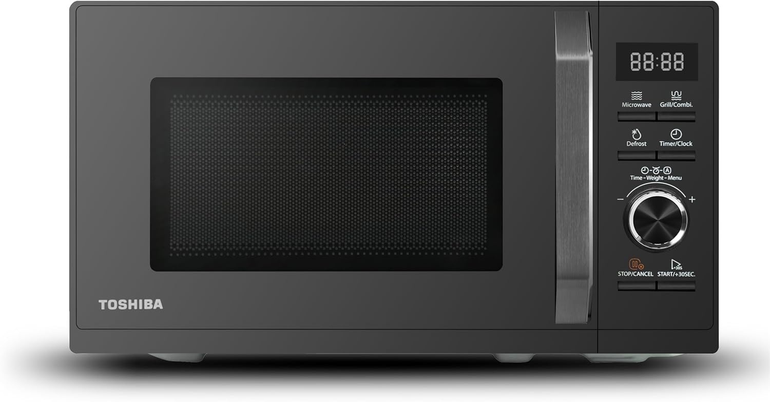 Toshiba MW3-AM25PFI(MG) Solo Magnetron 25L 900W Magnetron in Slank Morandi Grijs. Met originele inverter, Chef-Defrost, 10 standen, 7 Auto-Menu's, Easy Clean
