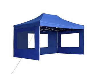 vidaXL Partytent inklapbaar met wanden 4,5x3 m aluminium blauw